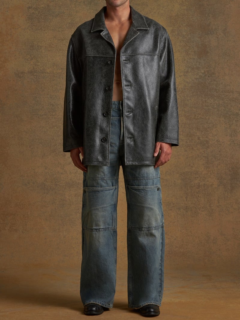 crackle leather coat | GUESS