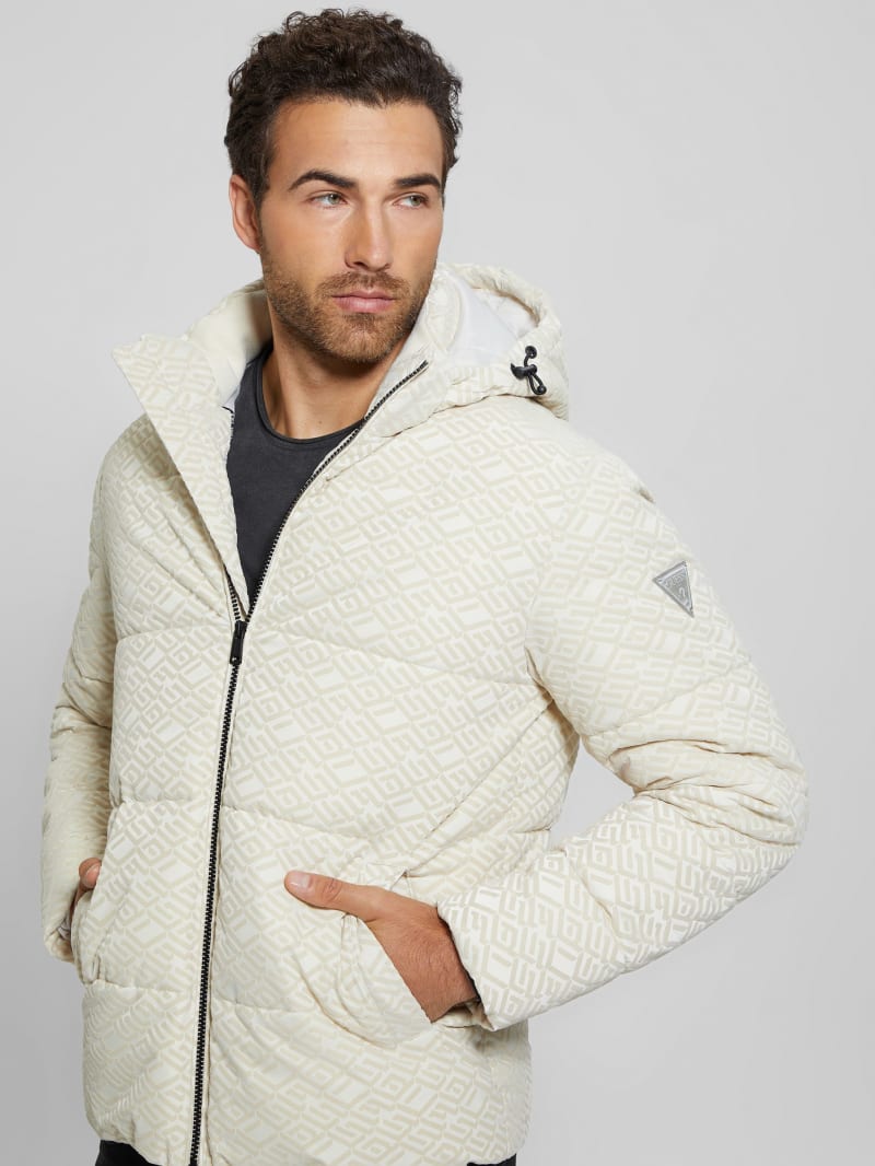 Logo Hooded Puffer Jacket | GUESS Canada