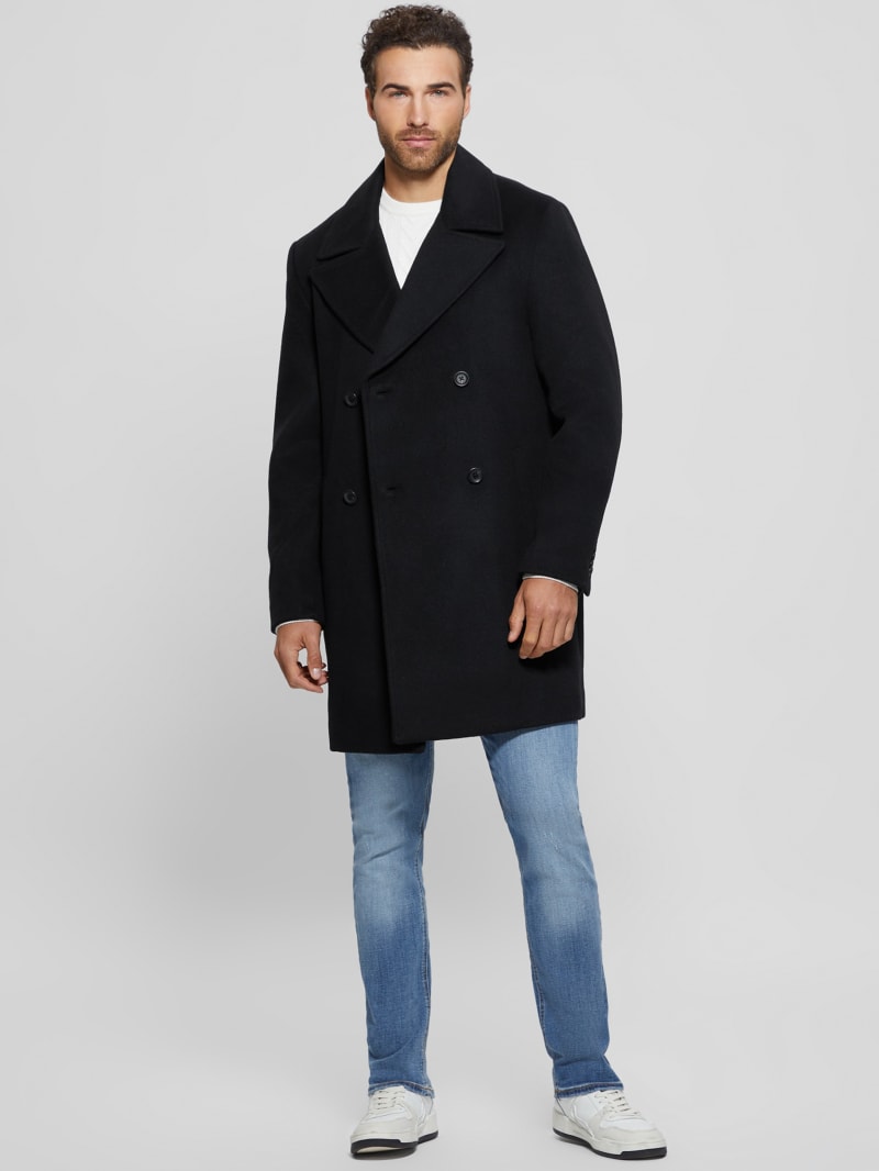 Bel Air Melton Wool-Blend Peacoat | GUESS Canada