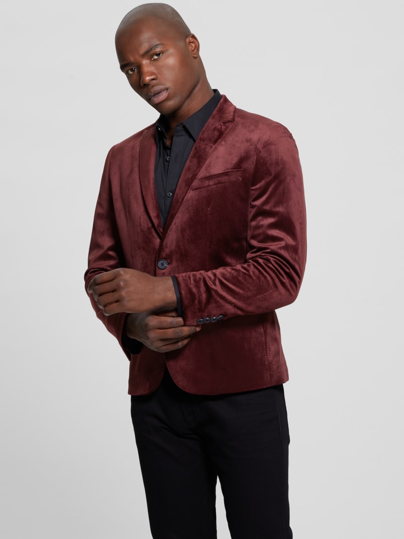 Red velvet blazer men sales