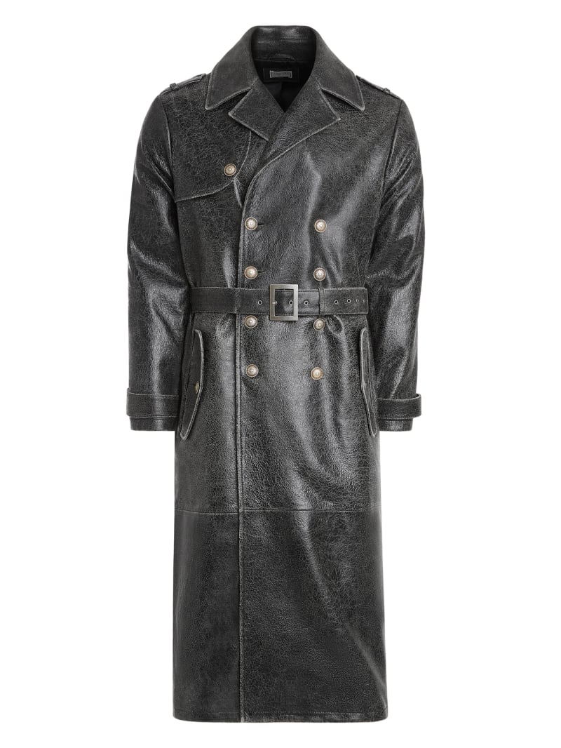 crackle leather trench