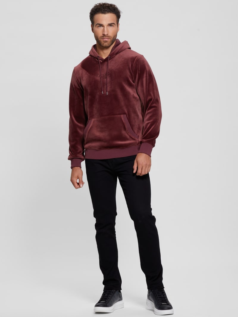 Maroon velvet hoodie clearance