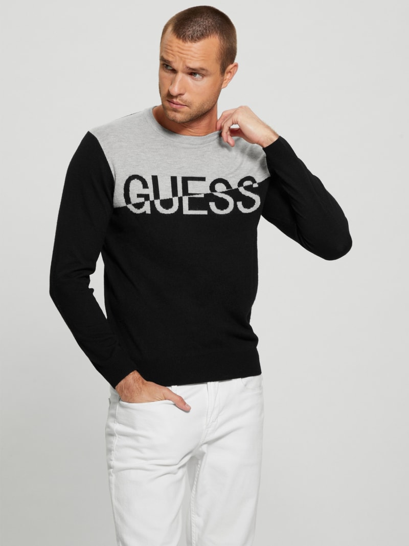 Eco Alex Silk-Blend Color-Block Sweater | GUESS Canada