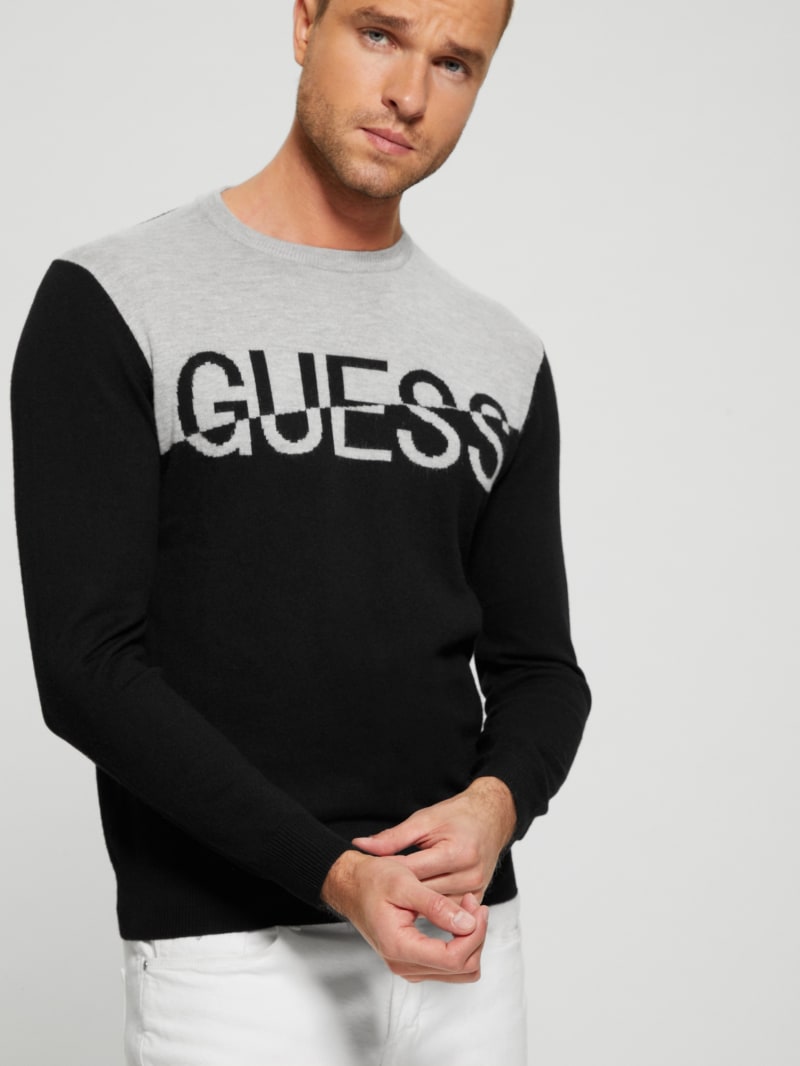 Eco Alex Silk-Blend Color-Block Sweater | GUESS Canada