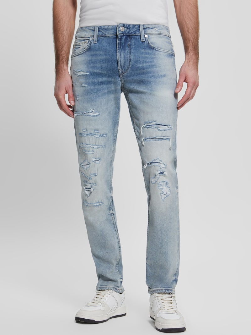 Eco Slim Tapered Distressed Jeans | GUESS