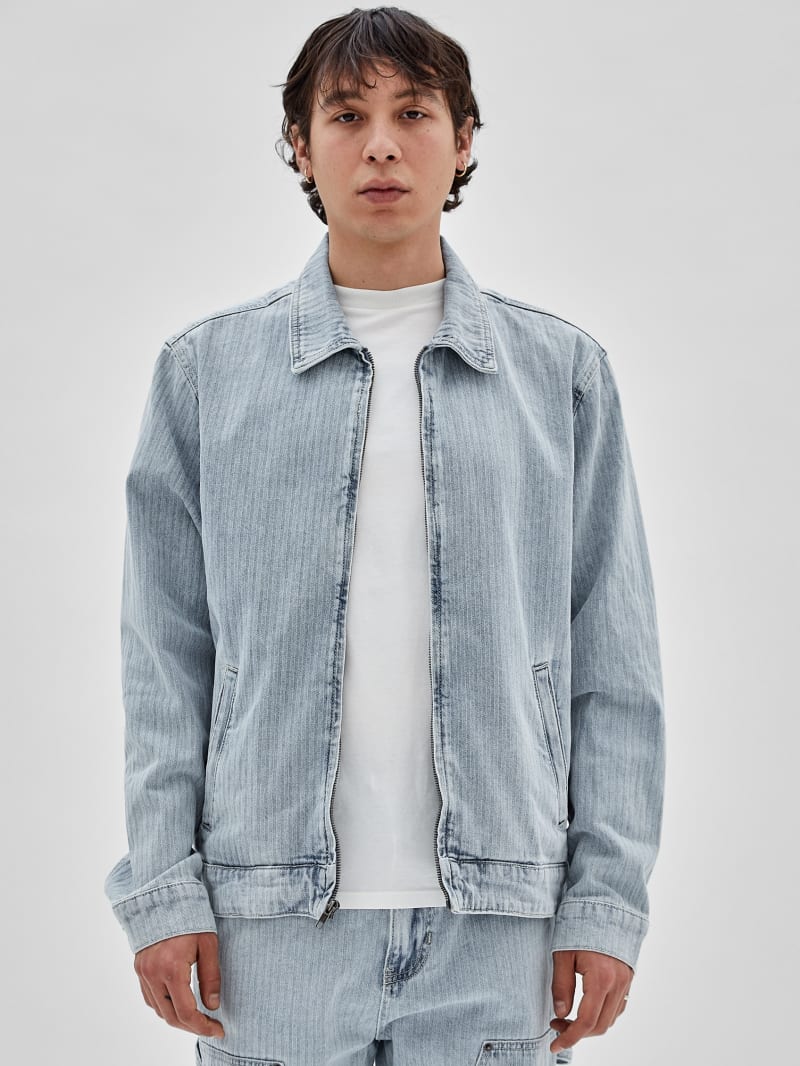 GUESS Originals Herringbone Zip Denim Jacket