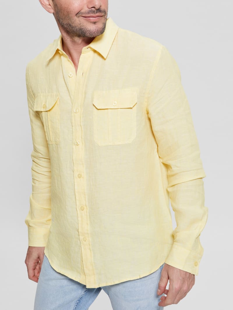 Eco Cristo Linen Military Shirt GUESS