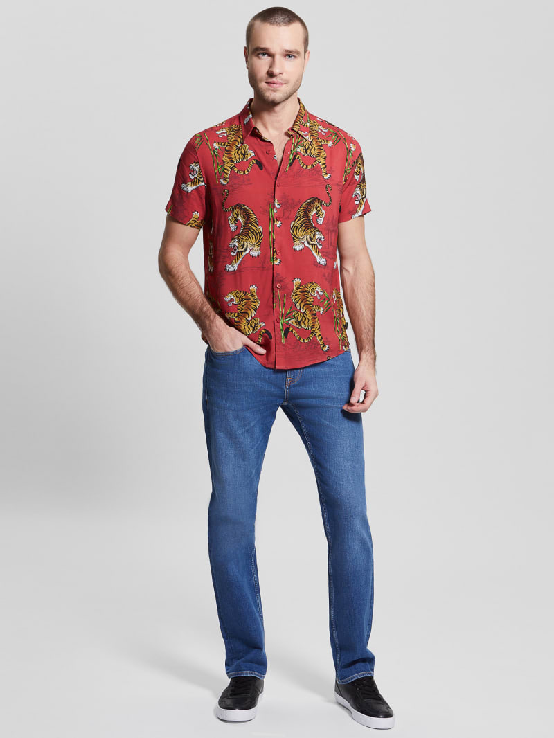 Eco Rayon Tiger Bamboo Shirt GUESS