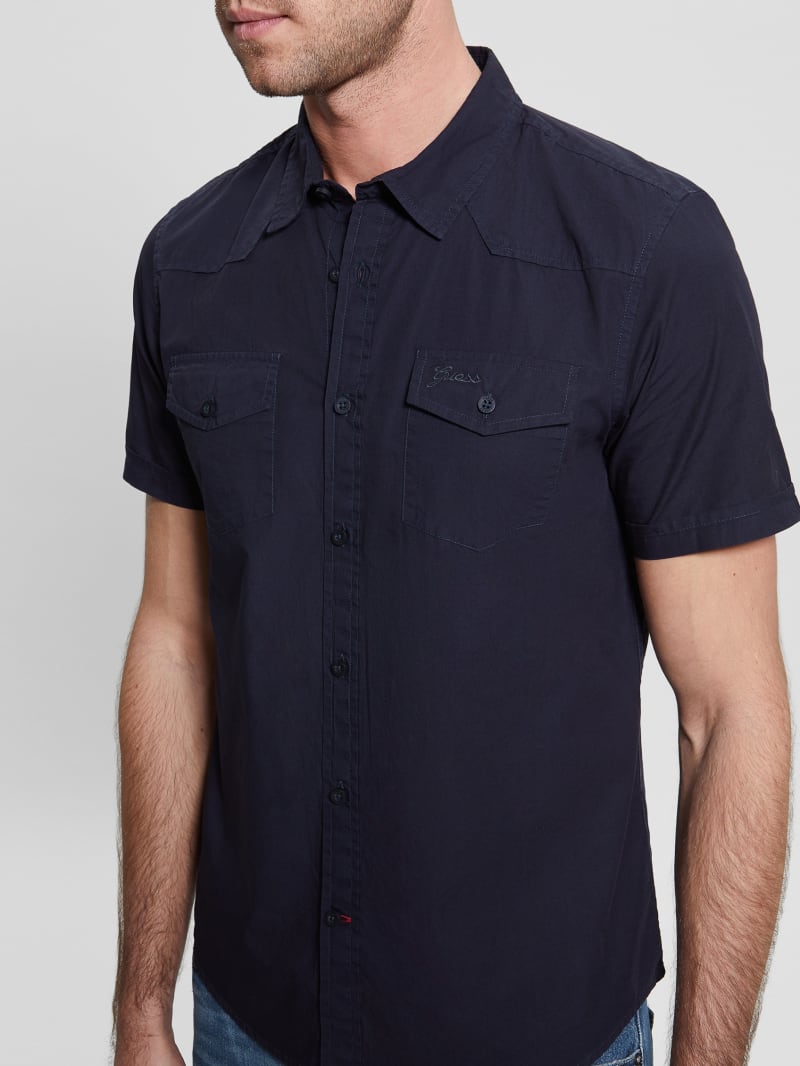 Black and clearance blue guess shirt