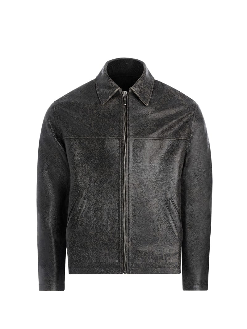 Black guess leather jacket online