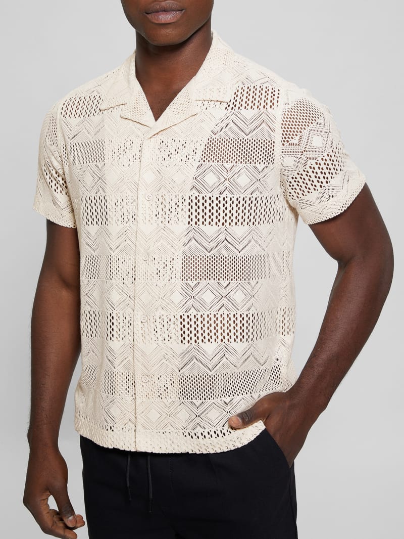 Geometric Knit Crochet Shirt