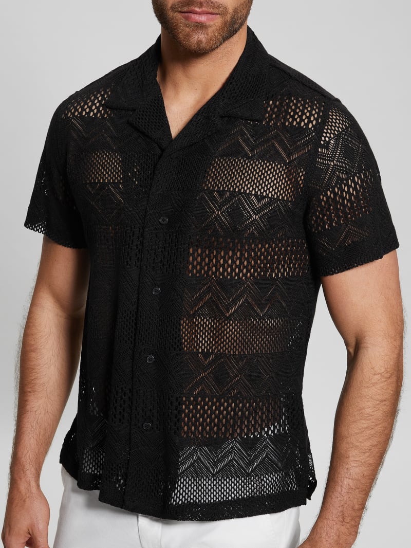 Geometric Knit Crochet Shirt | GUESS