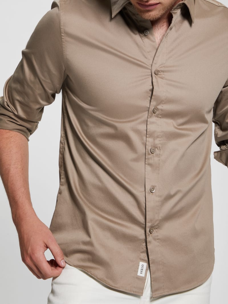 Men S Gaiam Clothingmen's Casual Sequin Print Shirt - Turn-down Collar,  Polyester, Full Sleeve