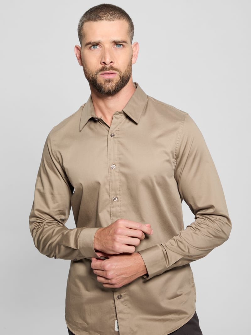 Men S Gaiam Clothingmen's Casual Sequin Print Shirt - Turn-down Collar,  Polyester, Full Sleeve