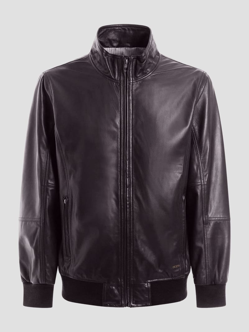 Guess brown leather jacket top