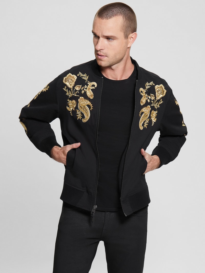 Maxim Embroidered Flight Jacket GUESS Canada