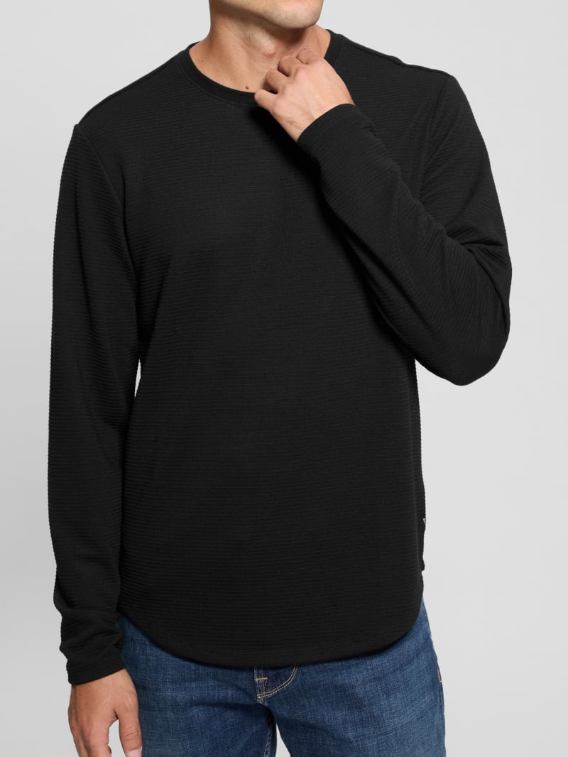 Buy Black Textured Long Sleeve Tee Online at Muftijeans