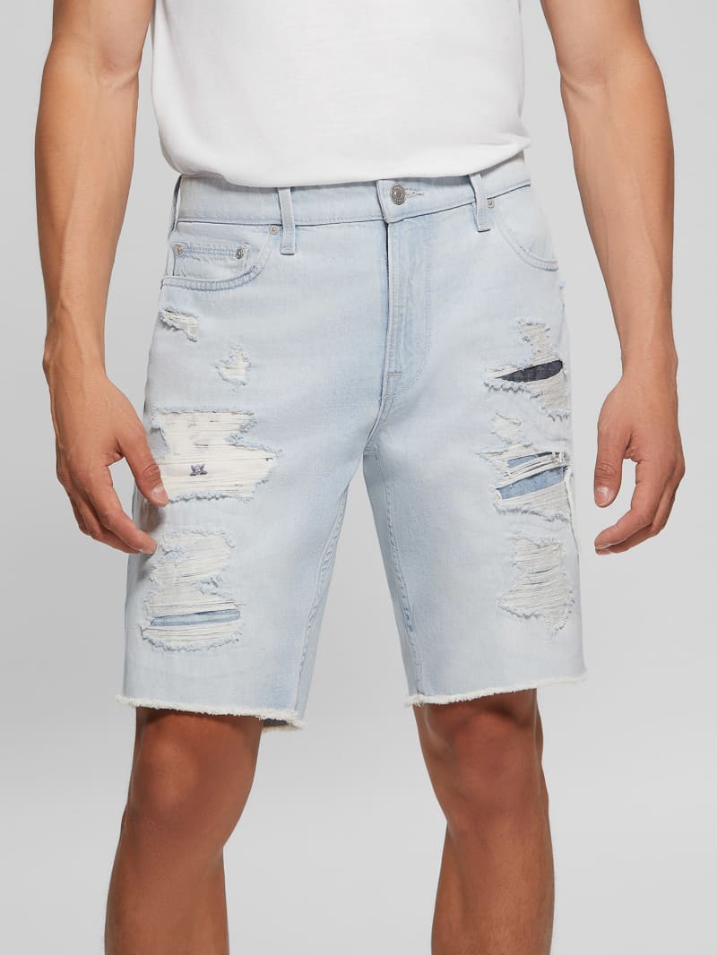 Rip-and-Repair Regular Fit Denim Shorts | GUESS