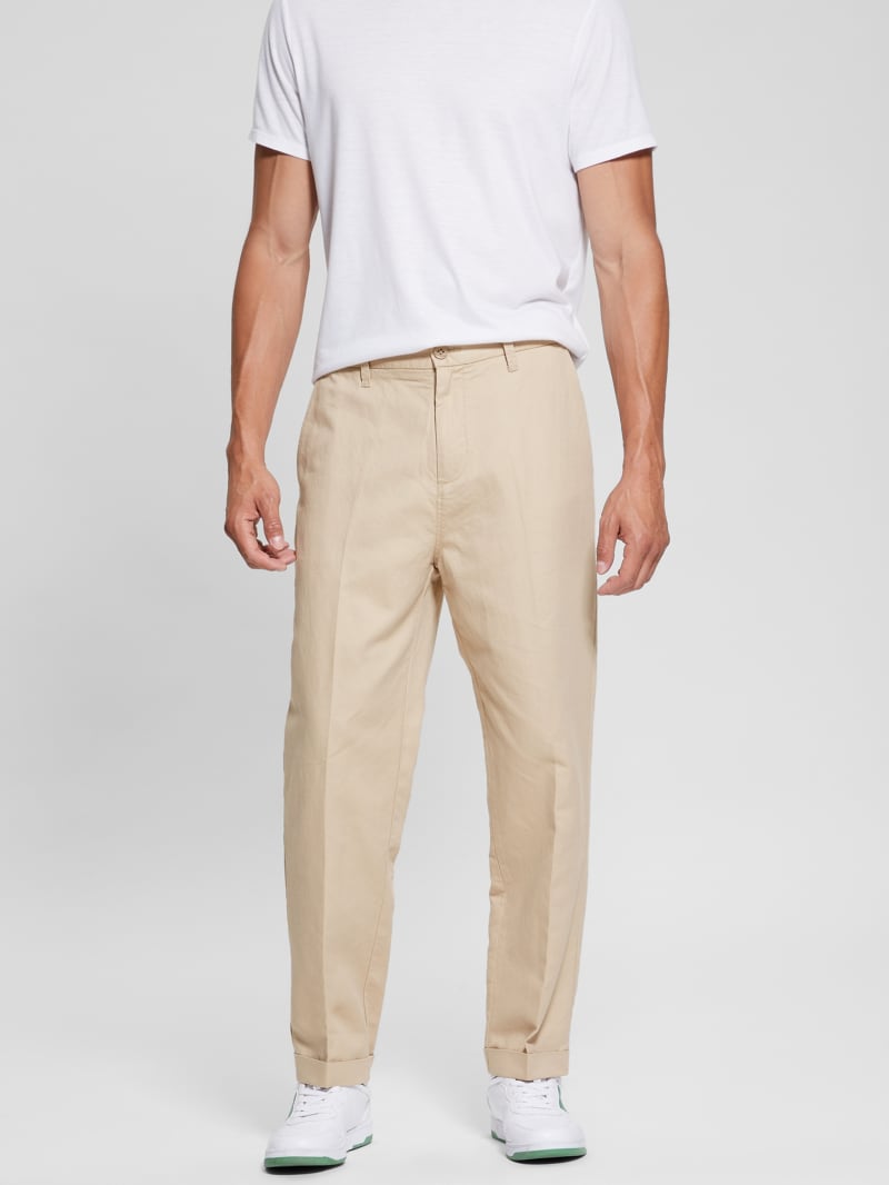 Carolina Herrera Mens Pants 36x32 Solid Beige Cotton Chino Casual Khakis  Trouser