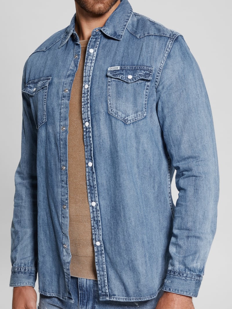 GUESS Regular-Fit Denim Western Shirt