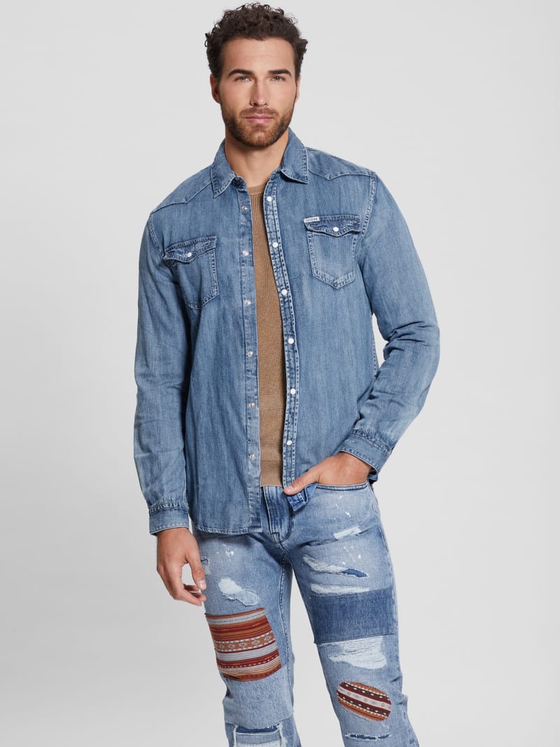 Guess chambray shirt hotsell