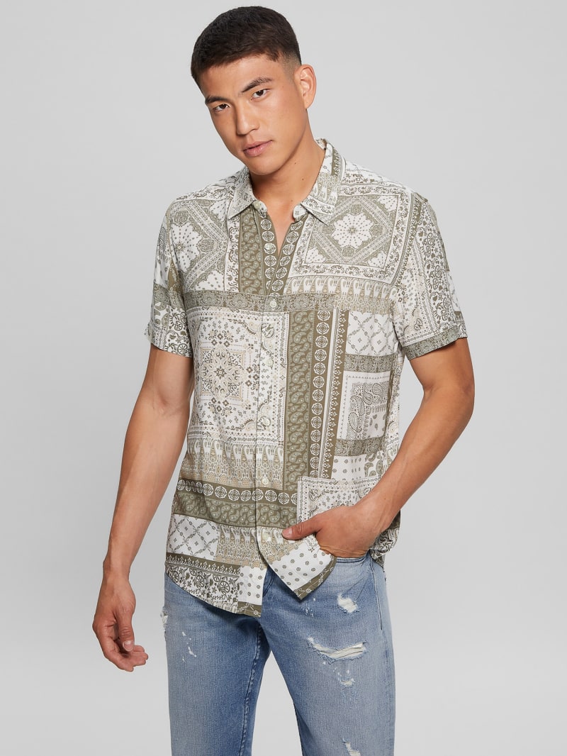 No Boundaries Men's Rayon Resort Shirt, Sizes XS-3XL 