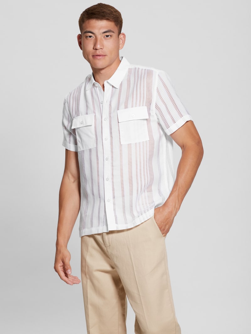 City Mesh Striped Short-Sleeve Shirt