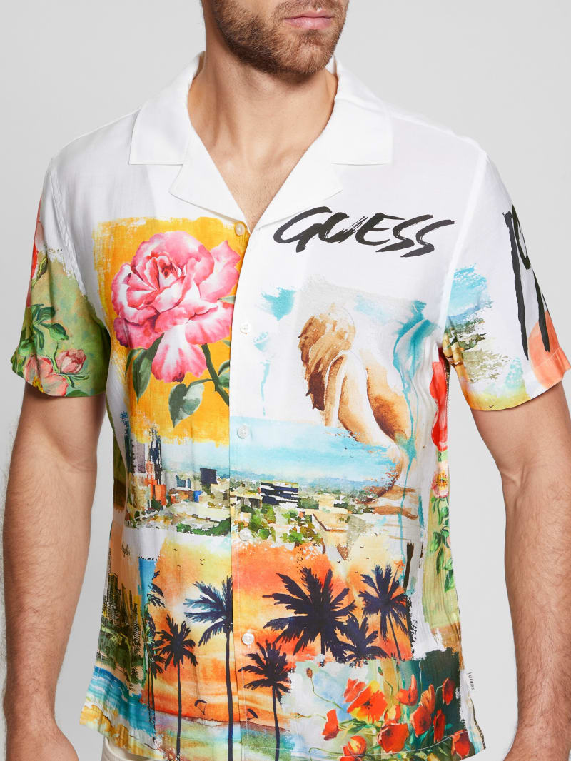 Guess hawaiian shirt clearance