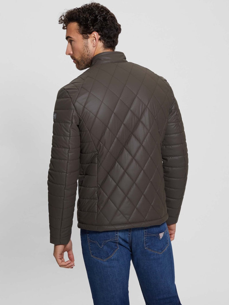 Diamond Quilted Faux Leather Jacket GUESS Canada