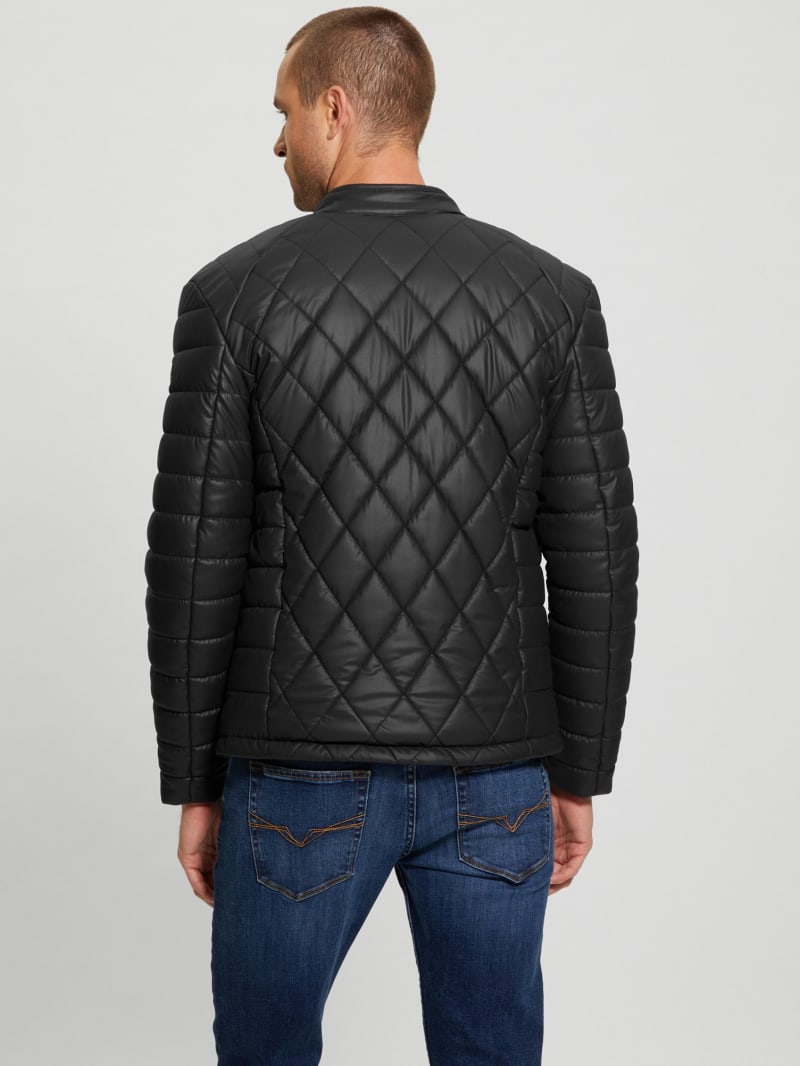 Diamond Quilted Faux-Leather Jacket | GUESS Canada