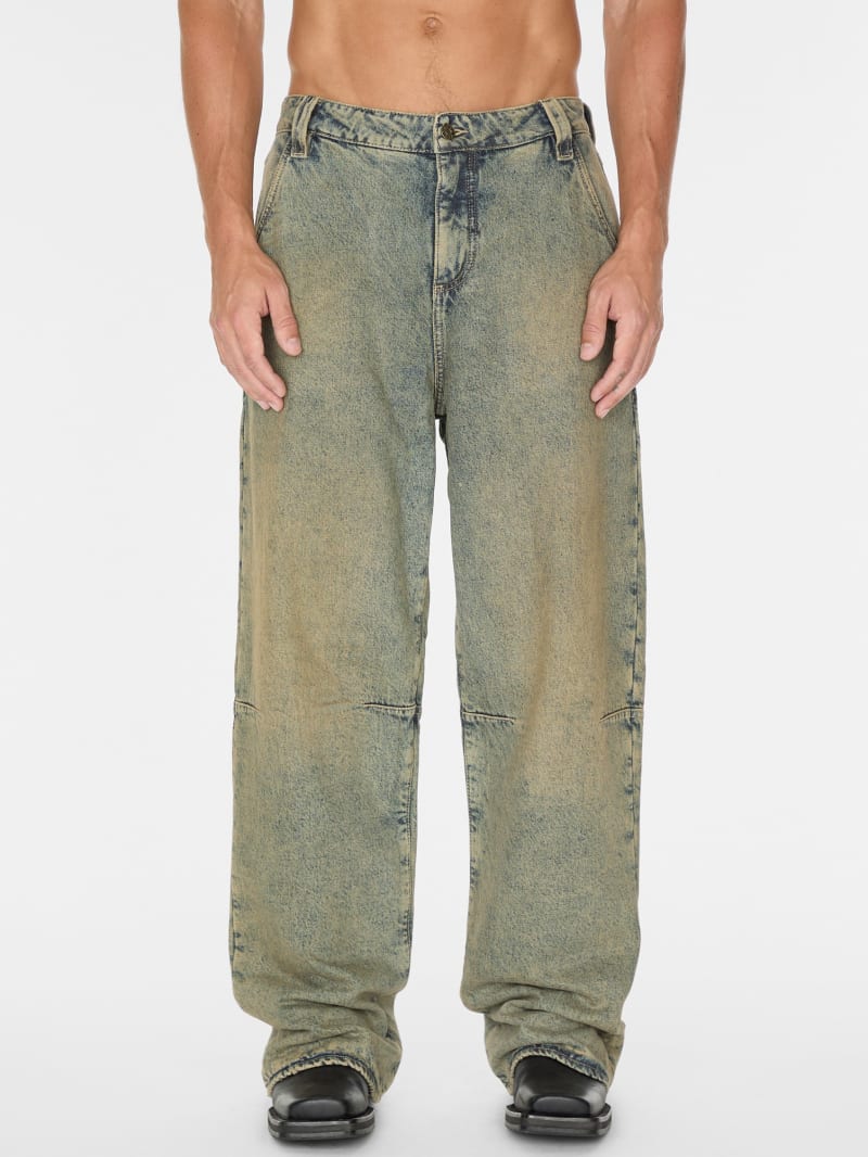 flannel lined relaxed denim pant | GUESS
