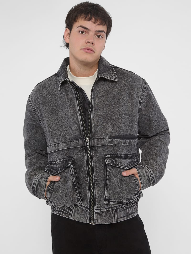 Guess Jean Jacket 90s Denim Jacket Blue Biker Trucker Crop