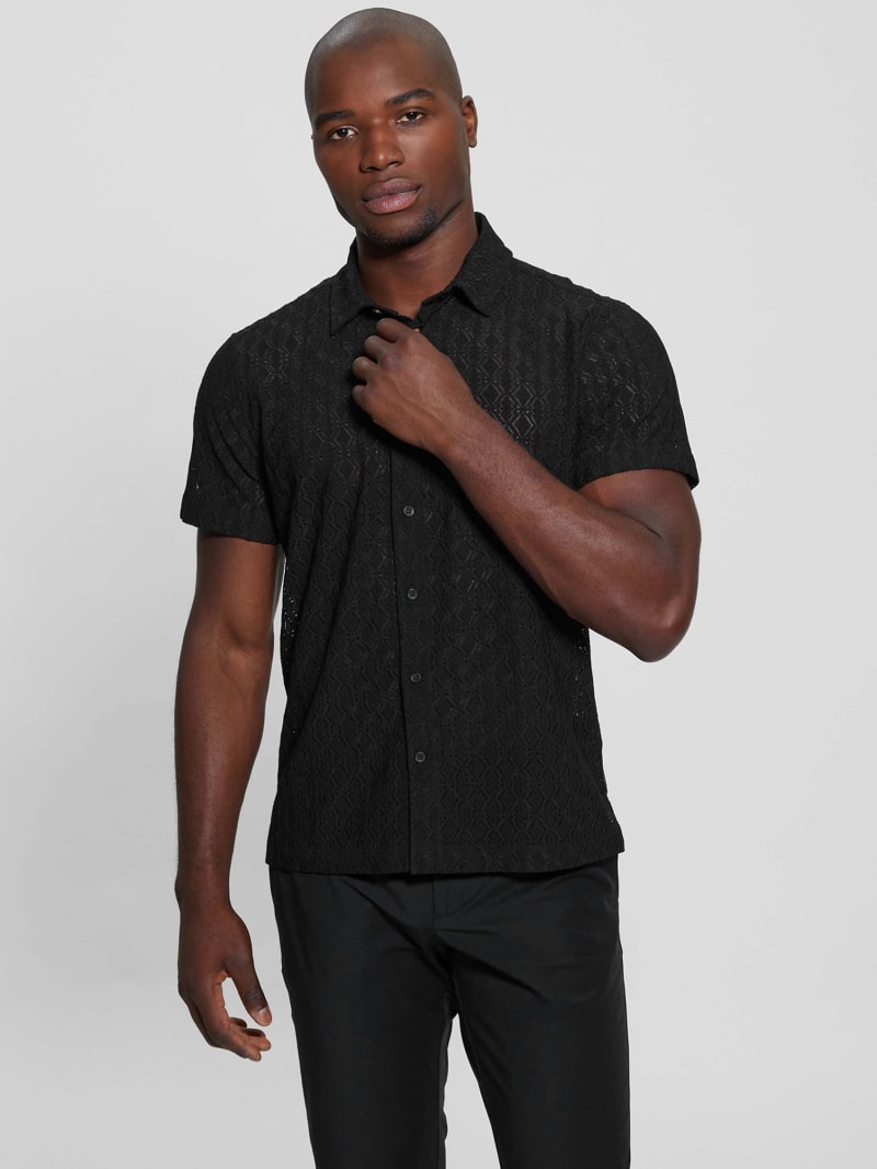 上質で快適 Woven Perforated Reeves Shirt GUESS | ゲス