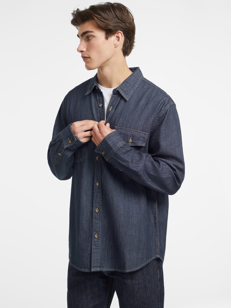 Classic Long Sleeve Denim Shirt GUESS Canada