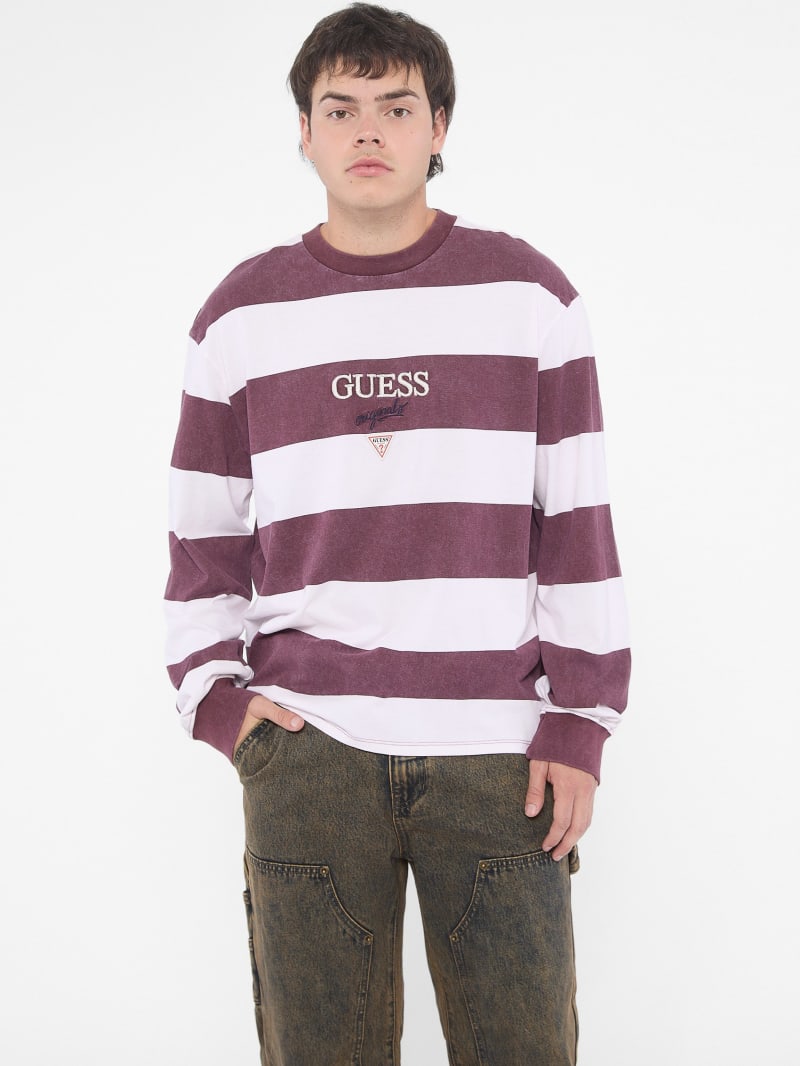 Guess jeans striped long sleeve best sale