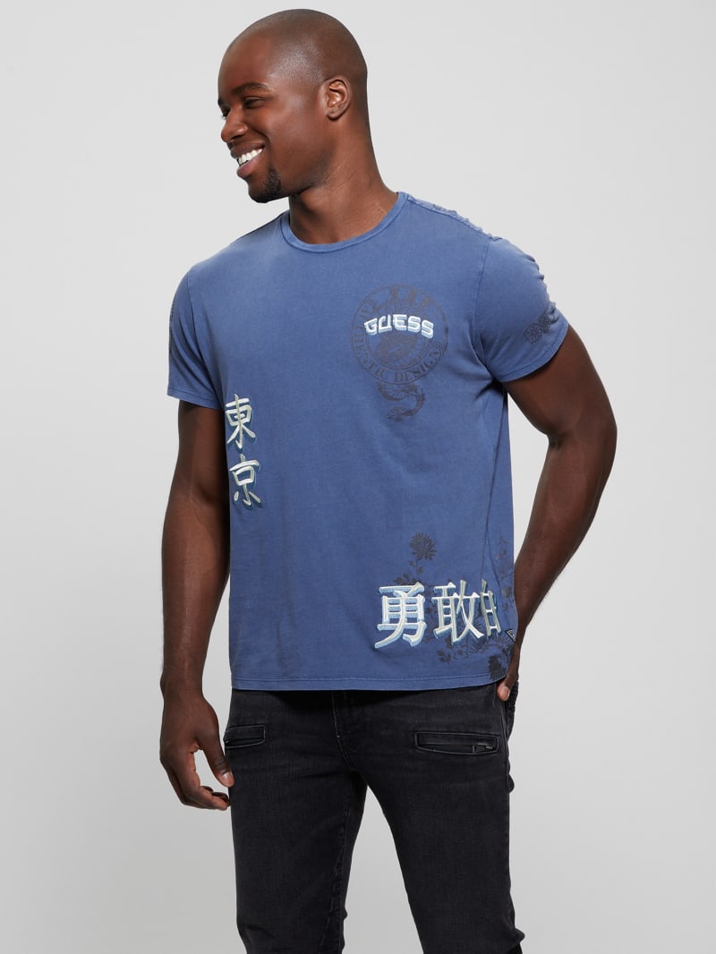 Eco GUESS Tokyo Stamps Tee