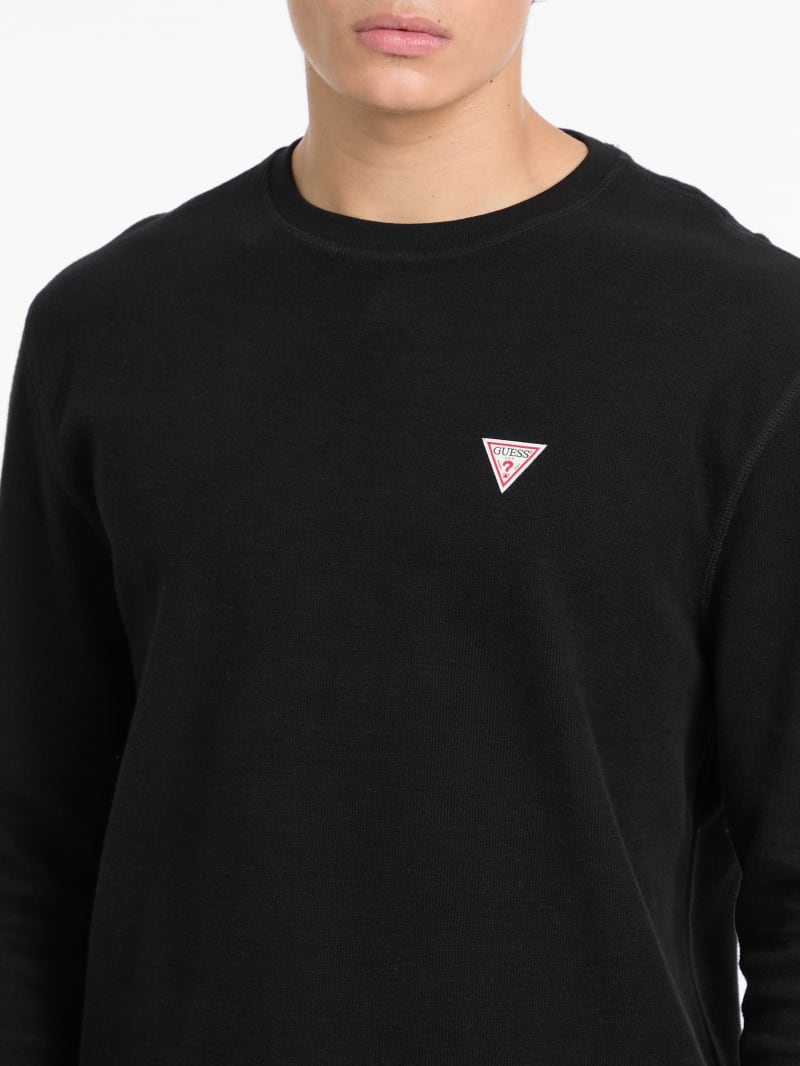 Waffle-Knit Mini Triangle Long-Sleeve Tee