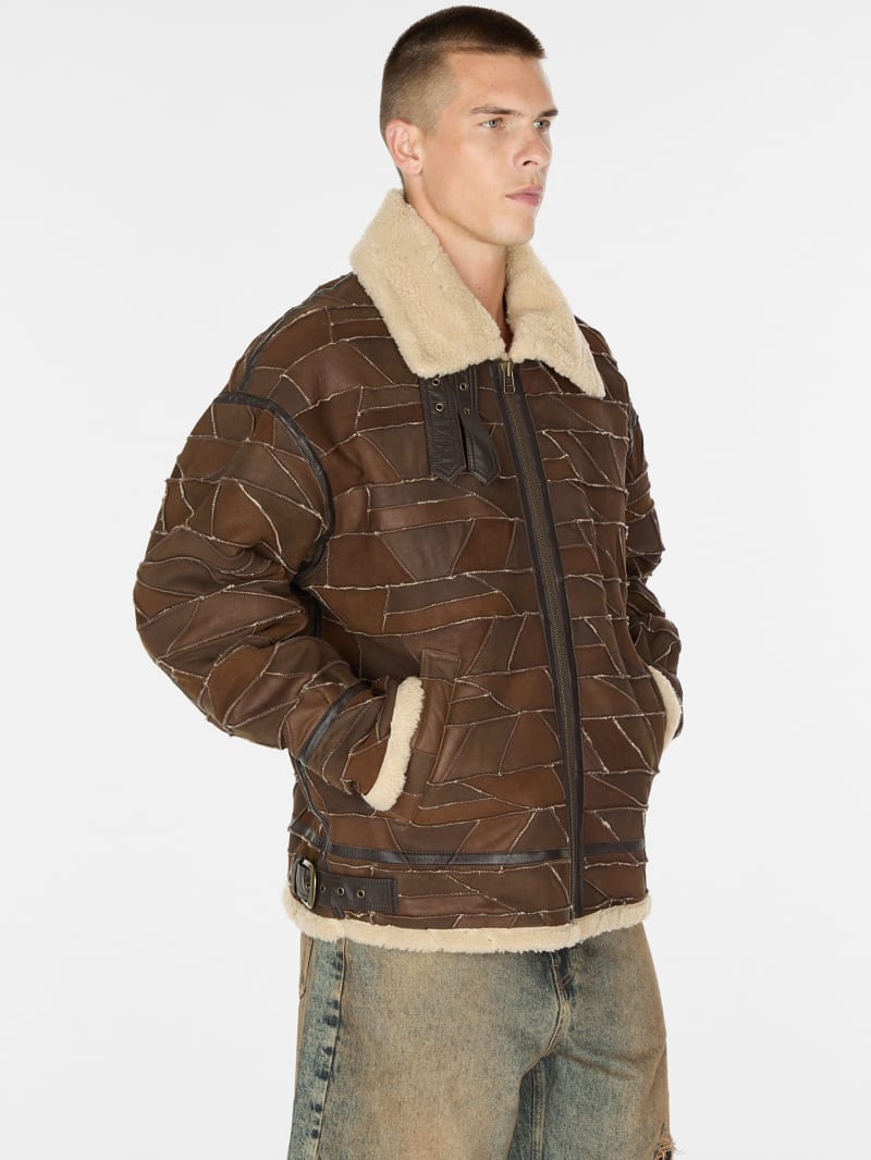 Patchwork shearling jacket online