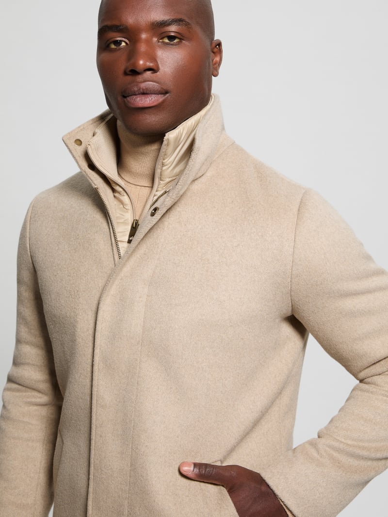 Guess men's wool coat with hood discount
