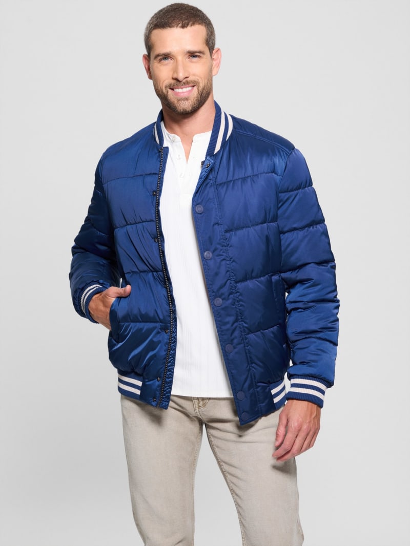 Guess hooded varsity jacket discount