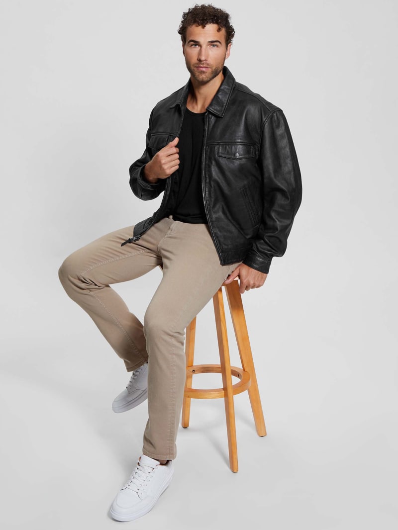 Distressed Leather Flight Jacket | GUESS