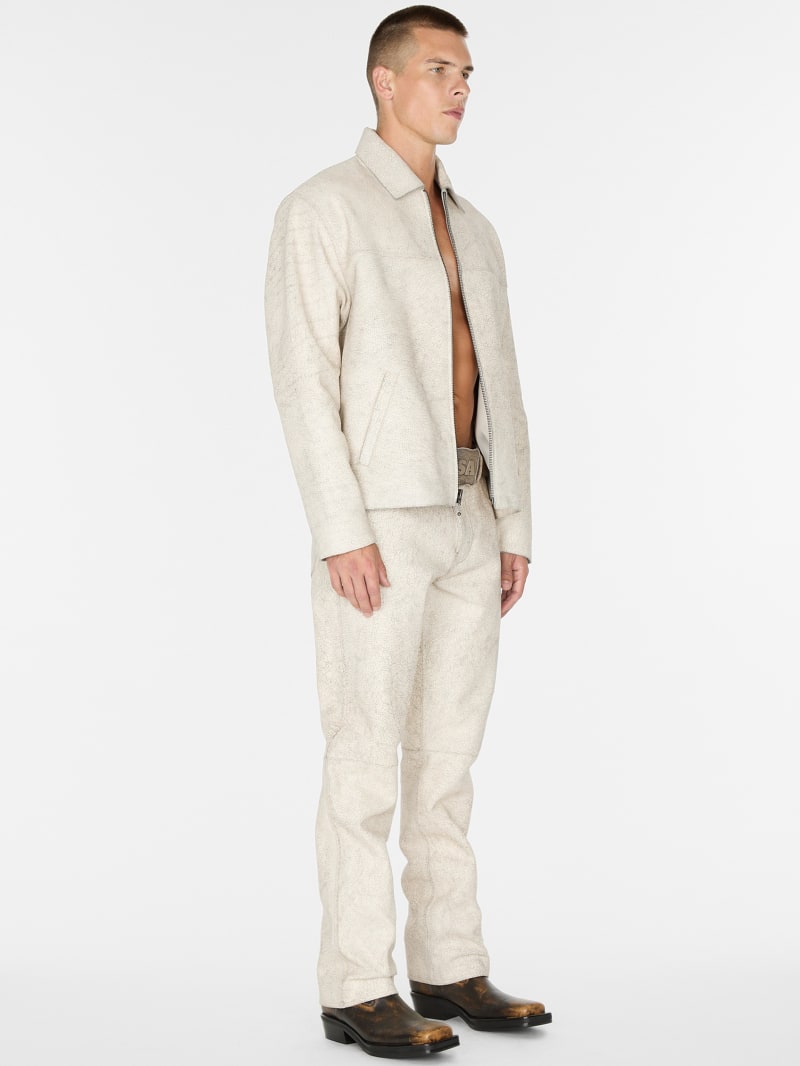 GUESS® crackle leather zip jacket