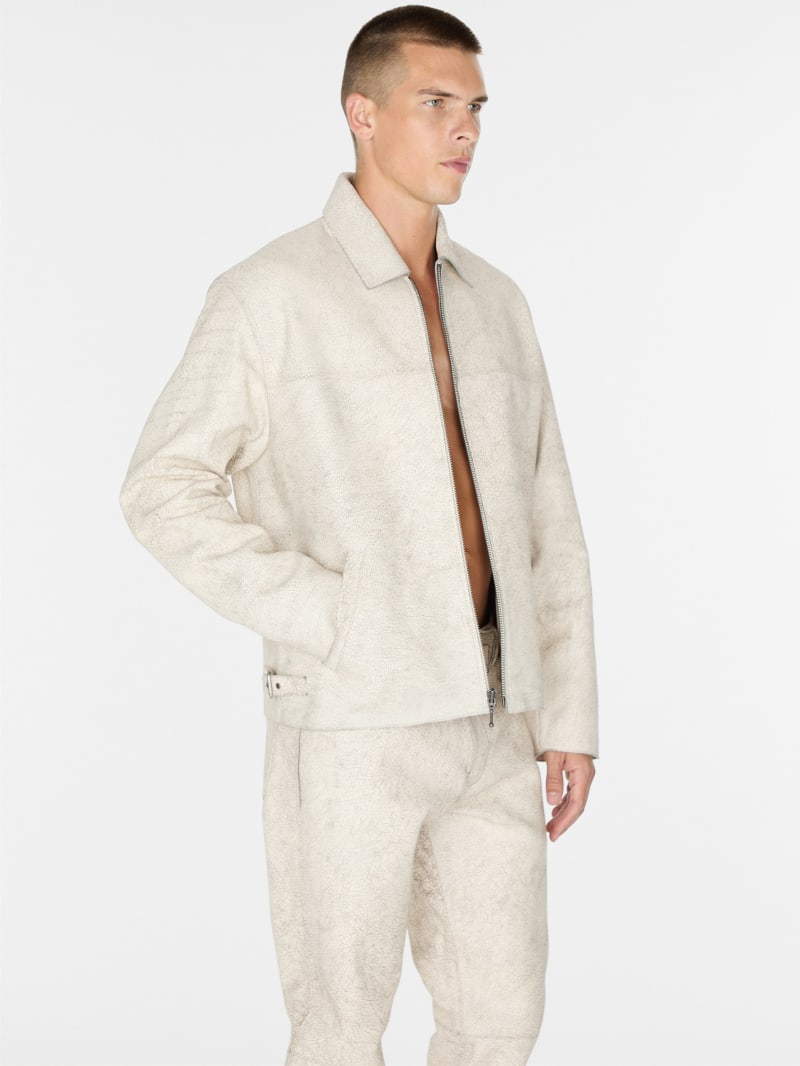 GUESS® crackle leather zip jacket