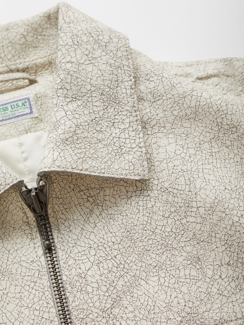 GUESS® crackle leather zip jacket