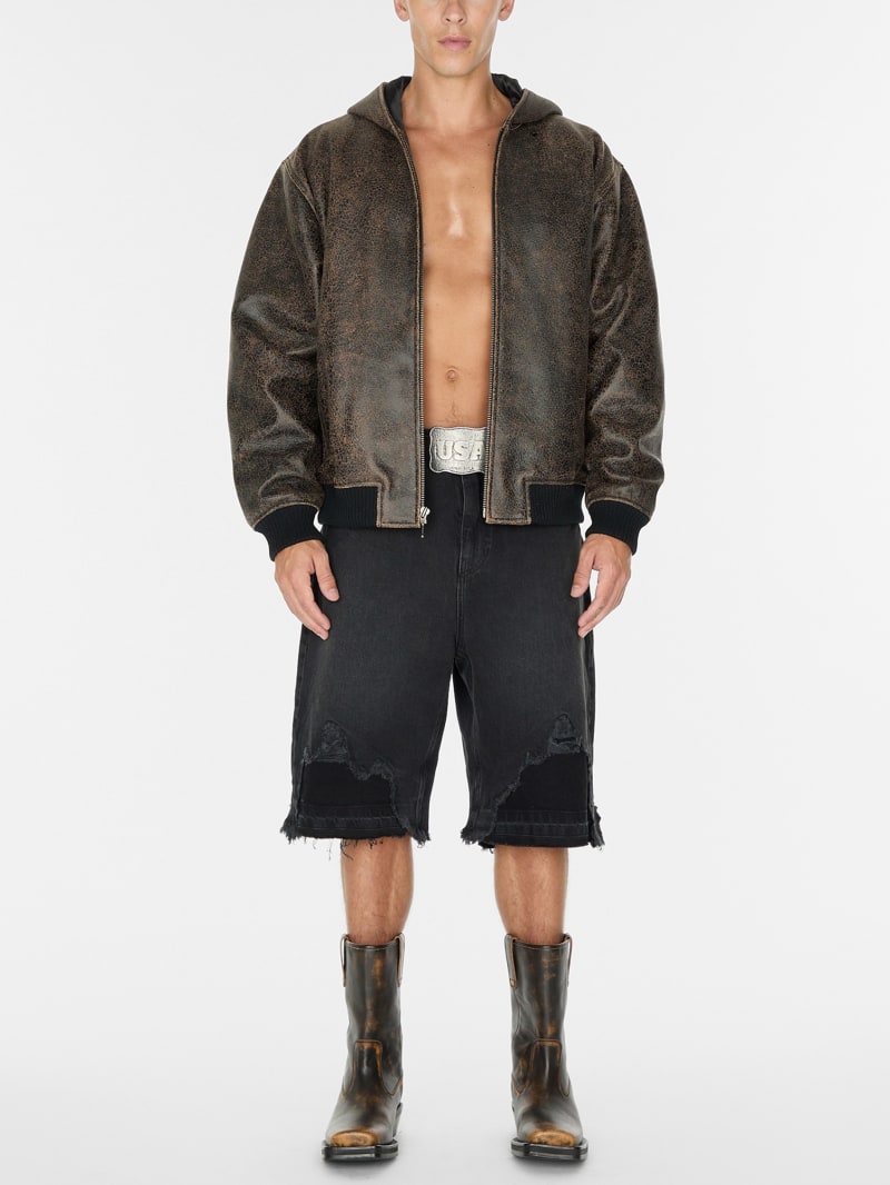 GUESS® crackle leather hoodie