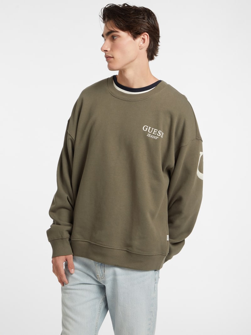 Guess repeat logo crewneck outlet