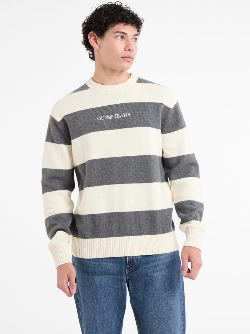Striped Embroidered Logo Sweater