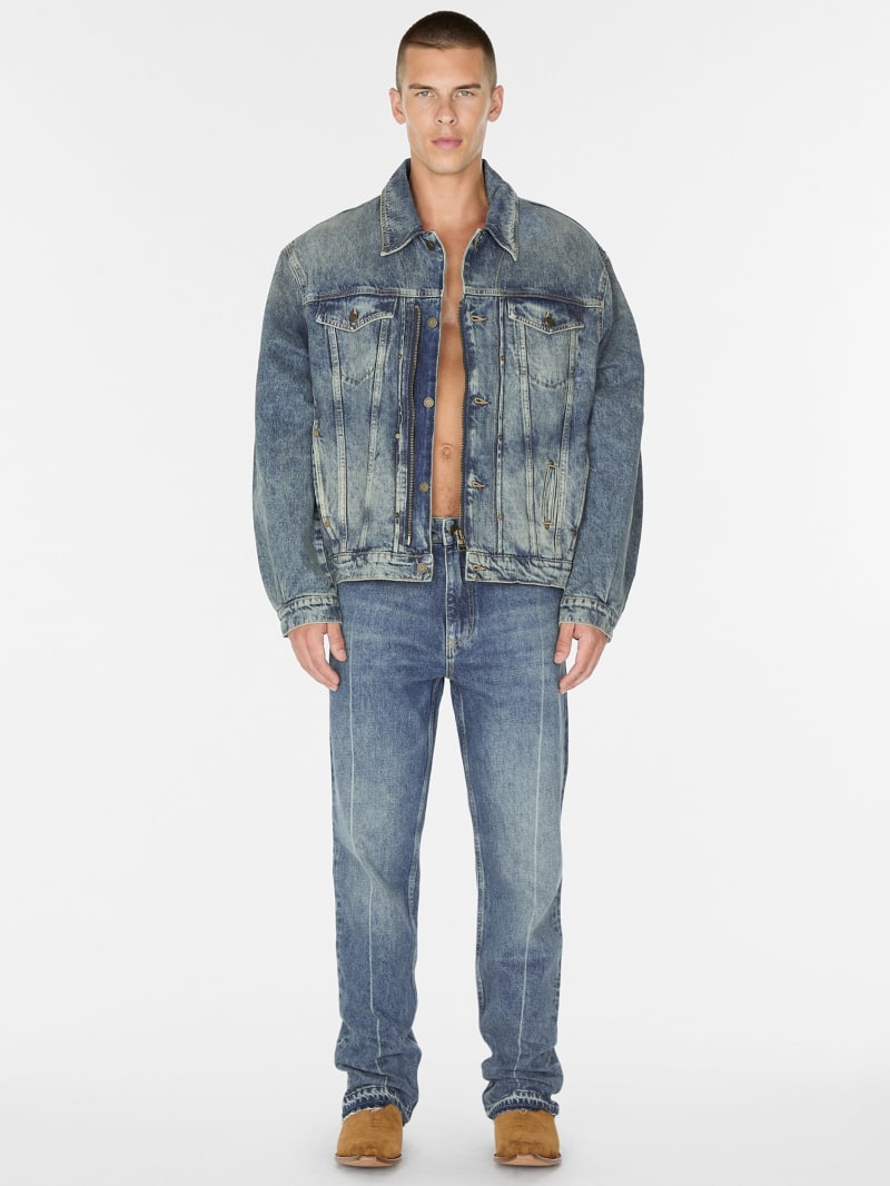 natural lined zip-up trucker jacket | GUESS