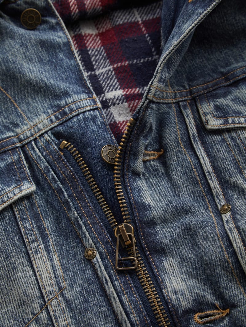 GUESS® natural lined zip-up trucker jacket