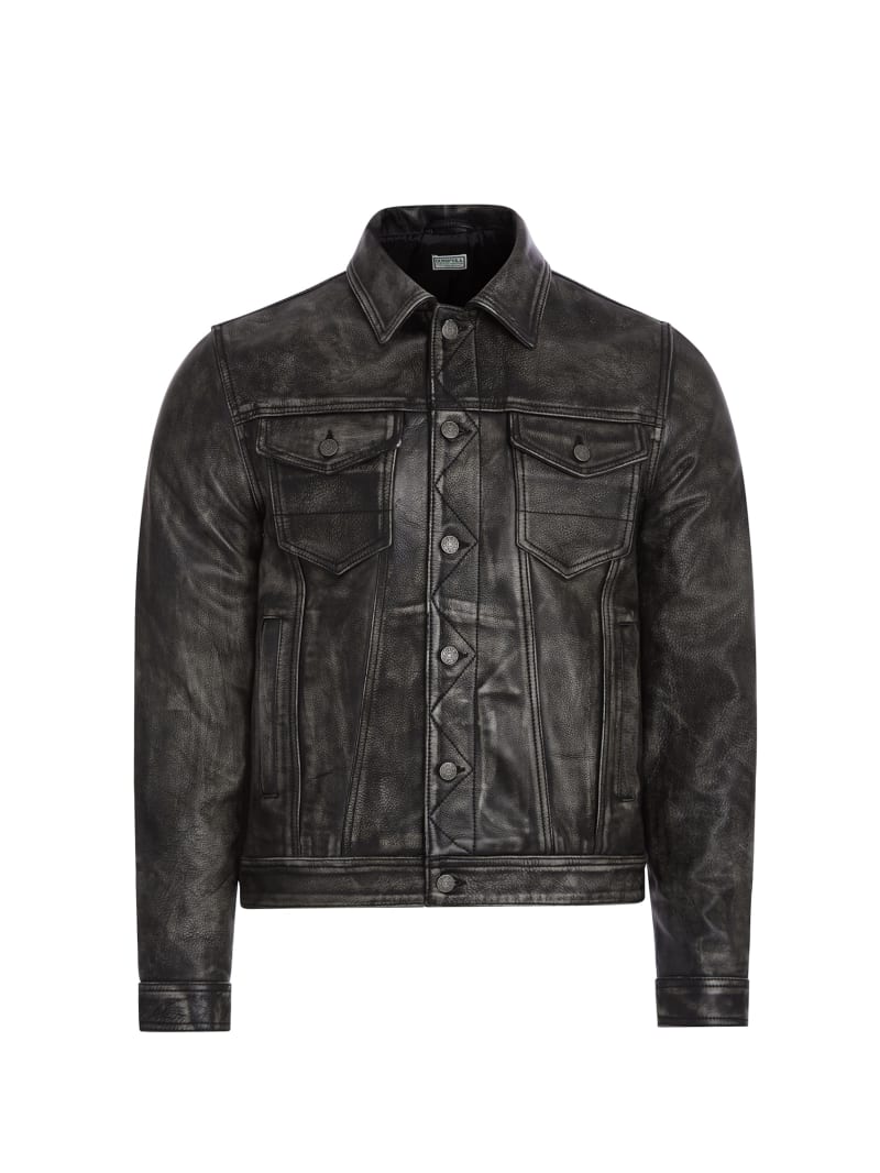 distressed leather trucker | GUESS distressed leather trucker | GUESS